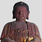 金木雕彩绘佛像 (39A) Gilt Painted Wood Figure of Buddha